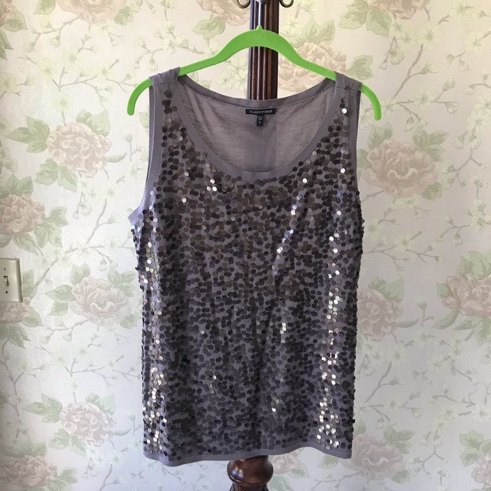 Light purple beaded tank top from Eileen Fisher
